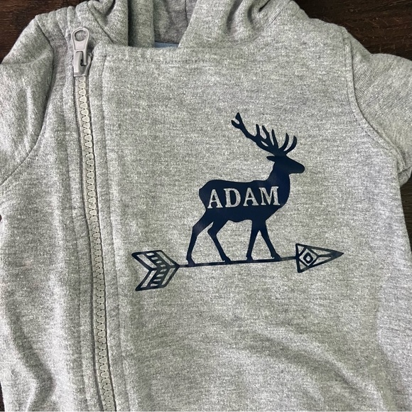 “Adam” personalized long sleeve gray romper, size 3-6 months 7 for all mankind - Picture 2 of 7